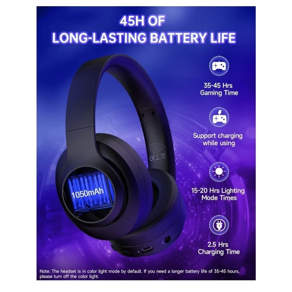 Sleek Black and Purple Wireless Gaming Headset